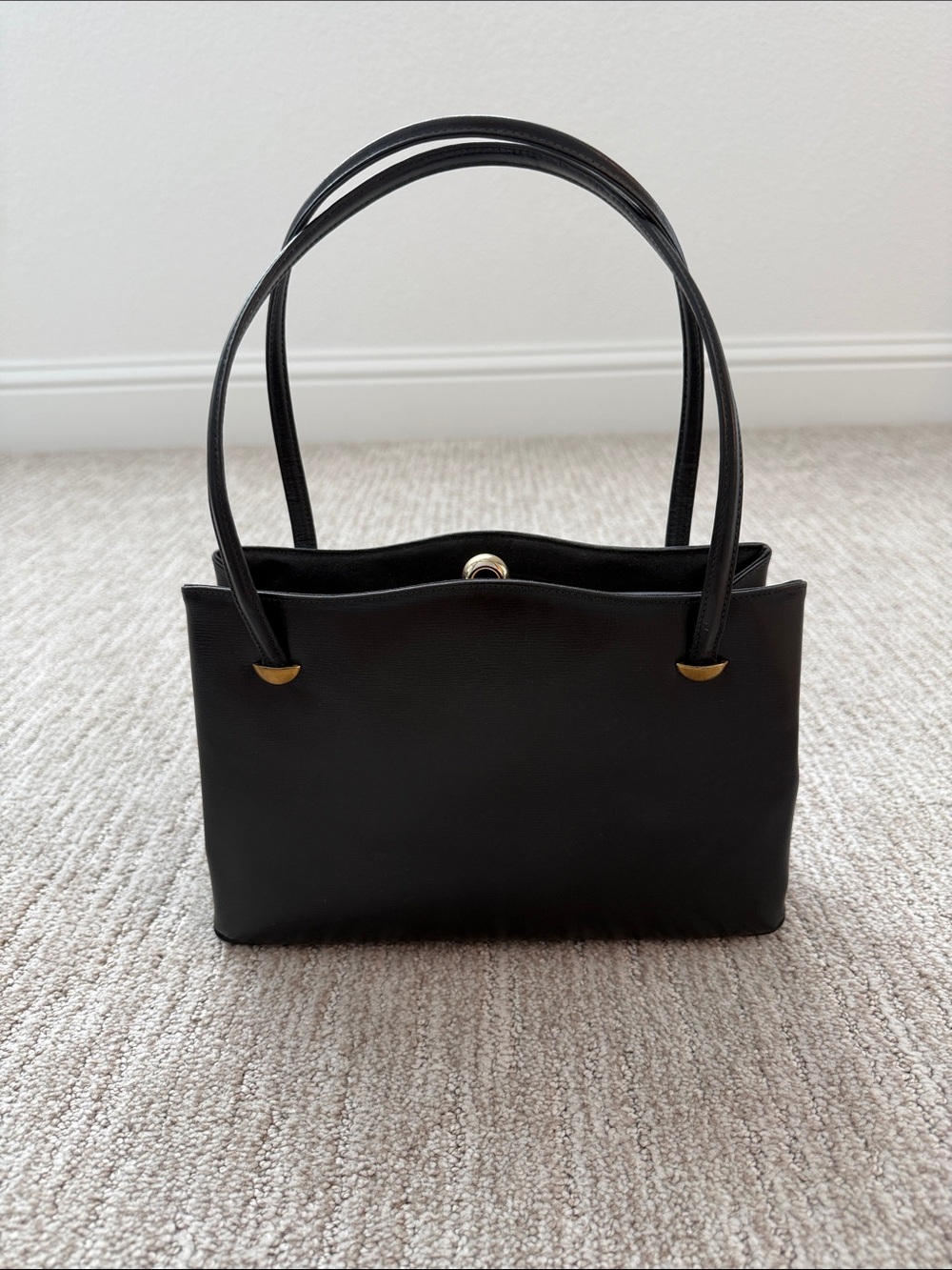 Chic Vintage 50’s Coblentz Classic Black Leather Top-Handle Women's Bag